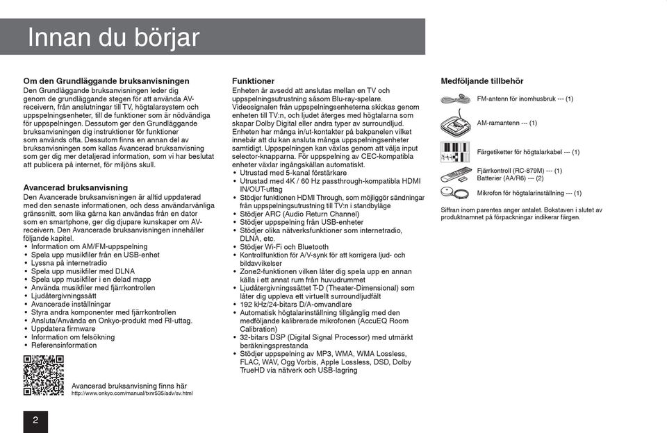 Dessutom ger den Grundläggande bruksanvisningen dig instruktioner för funktioner som används ofta.