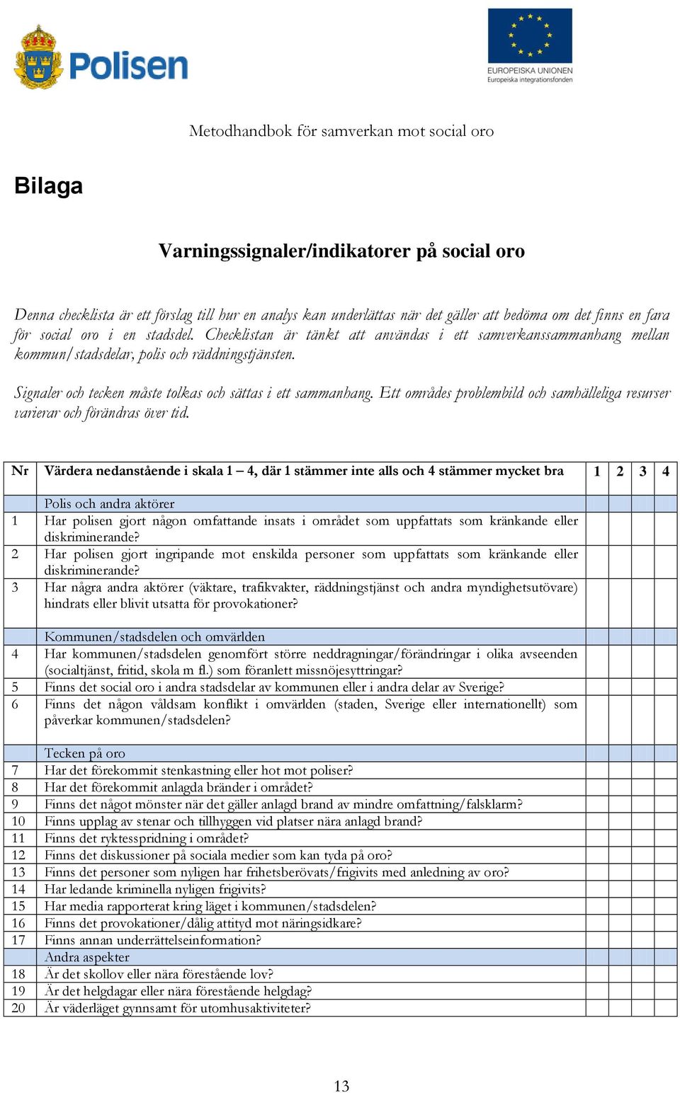 Ett områdes problembild och samhälleliga resurser varierar och förändras över tid.