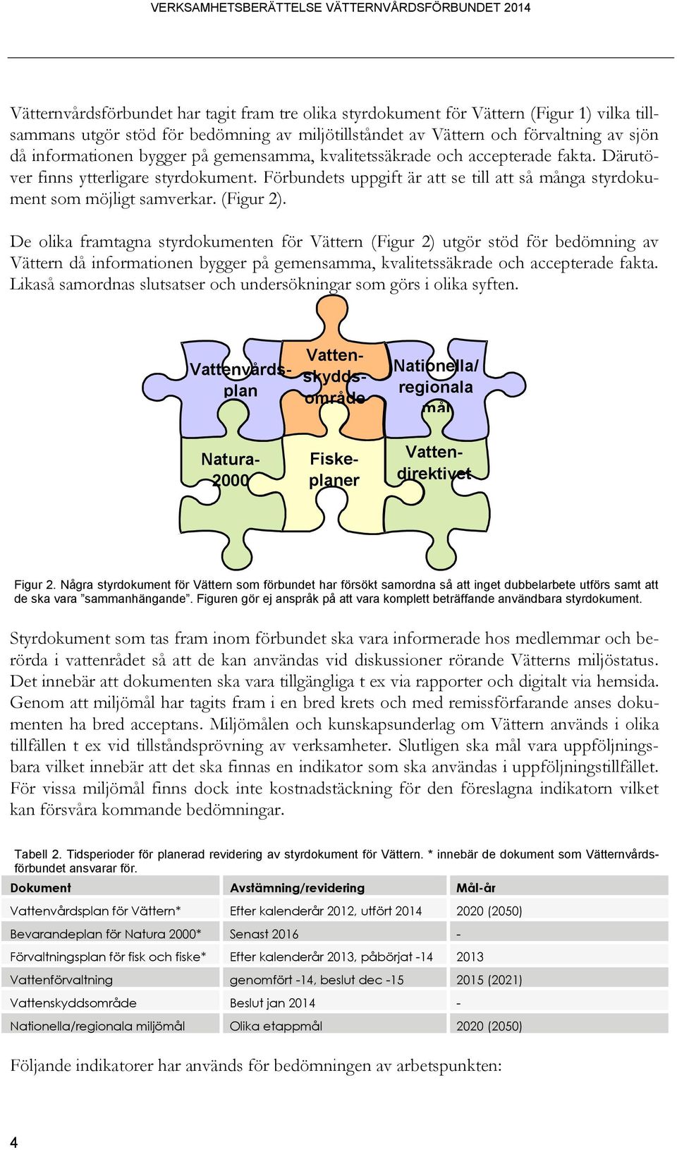 De olika framtagna styrdokumenten för Vättern (Figur 2) utgör stöd för bedömning av Vättern då informationen bygger på gemensamma, kvalitetssäkrade och accepterade fakta.
