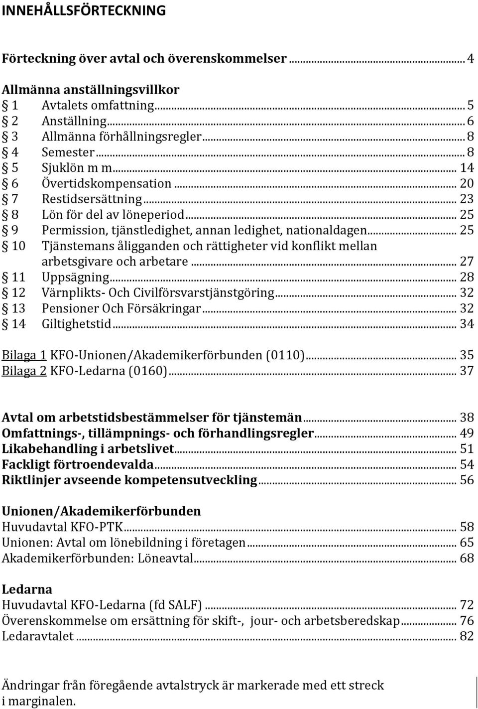 .. 25 10 Tjänstemans åligganden och rättigheter vid konflikt mellan arbetsgivare och arbetare... 27 11 Uppsägning... 28 12 Värnplikts- Och Civilförsvarstjänstgöring... 32 13 Pensioner Och Försäkringar.