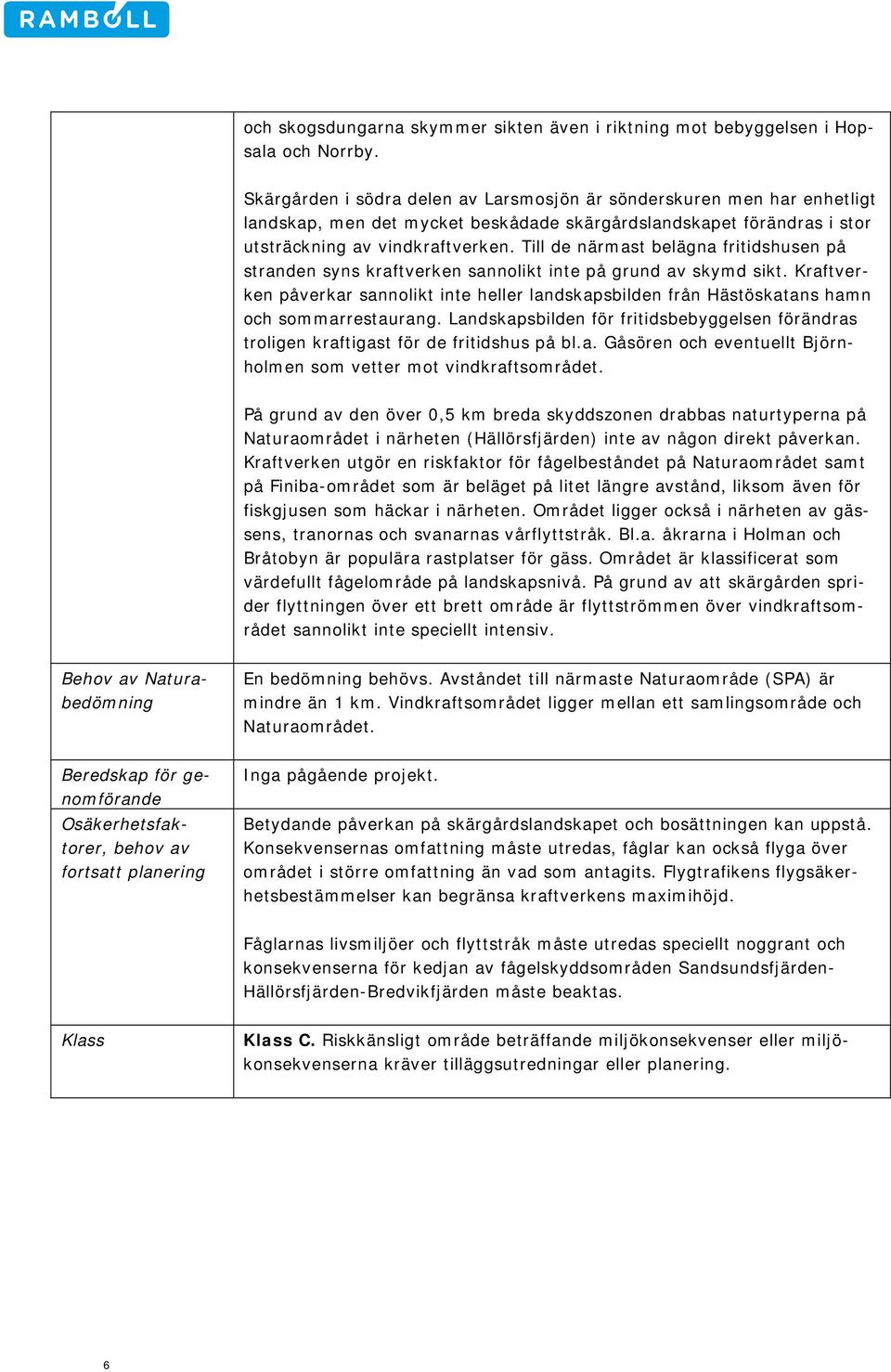 Till de närmast belägna fritidshusen på stranden syns en sannolikt inte på grund av skymd sikt. Kraftverken påverkar sannolikt inte heller landskapsbilden från Hästöskatans hamn och sommarrestaurang.