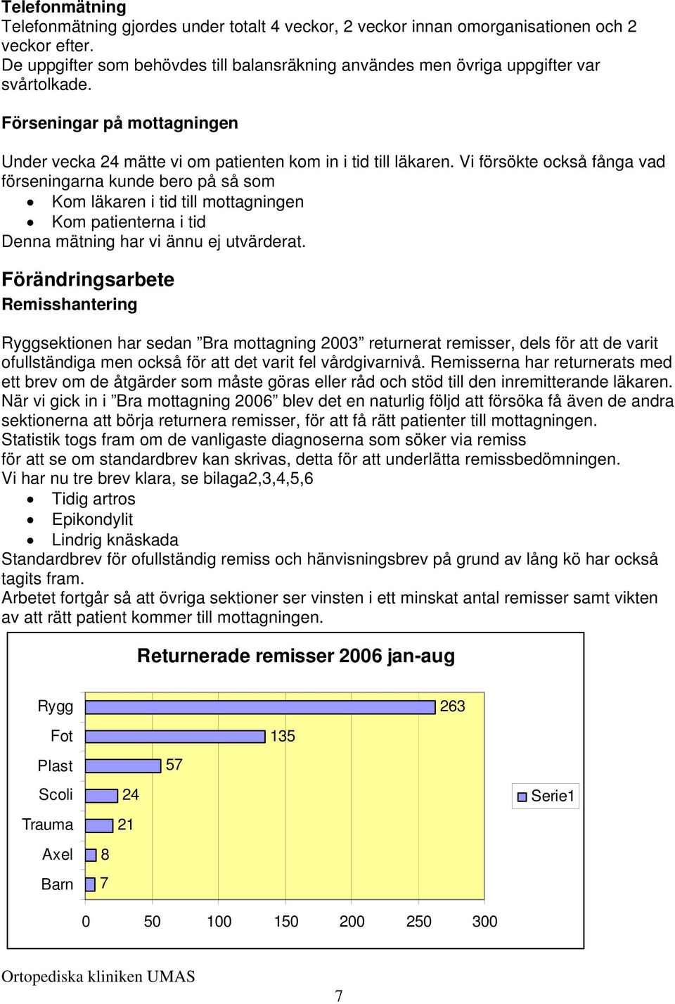 Vi försökte också fånga vad förseningarna kunde bero på så som Kom läkaren i tid till mottagningen Kom patienterna i tid Denna mätning har vi ännu ej utvärderat.