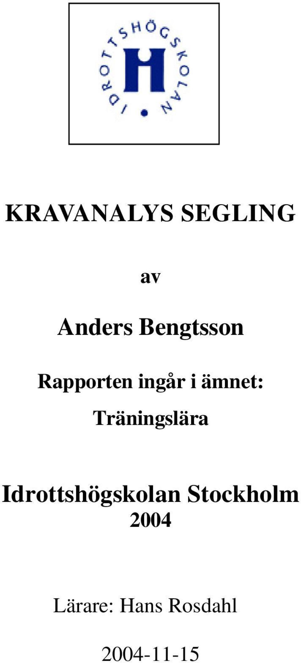 Träningslära Idrottshögskolan