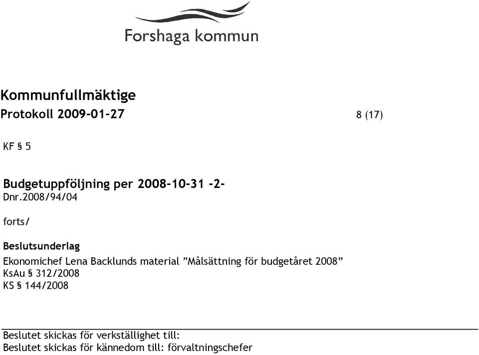 2008/94/04 forts/ Ekonomichef Lena Backlunds material