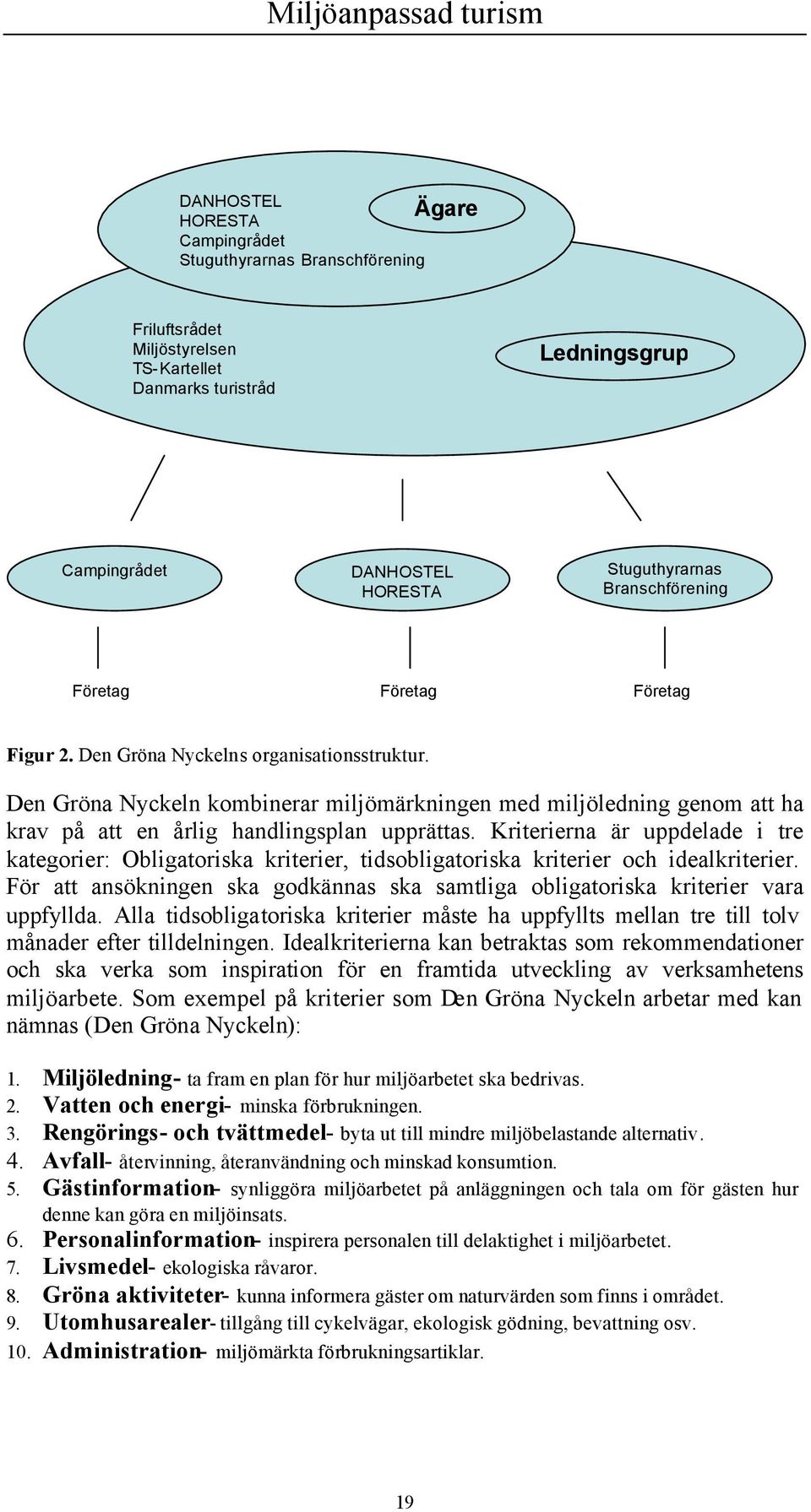 Den Gröna Nyckeln kombinerar miljömärkningen med miljöledning genom att ha krav på att en årlig handlingsplan upprättas.