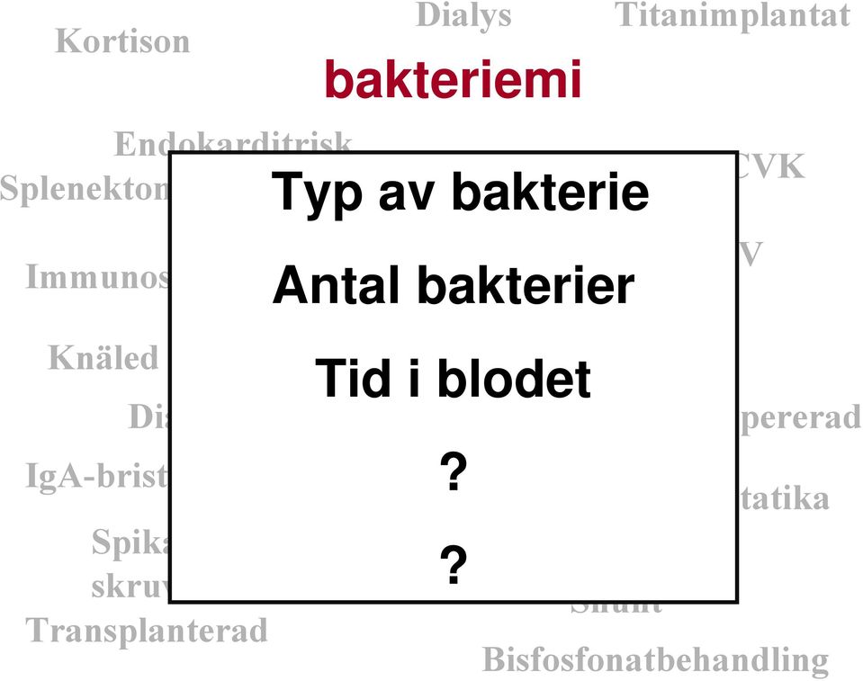 Pace-maker Höftled Knäled Tid By-pass i blodet Diabetes Hjärtklaffsopererad IgA-brist