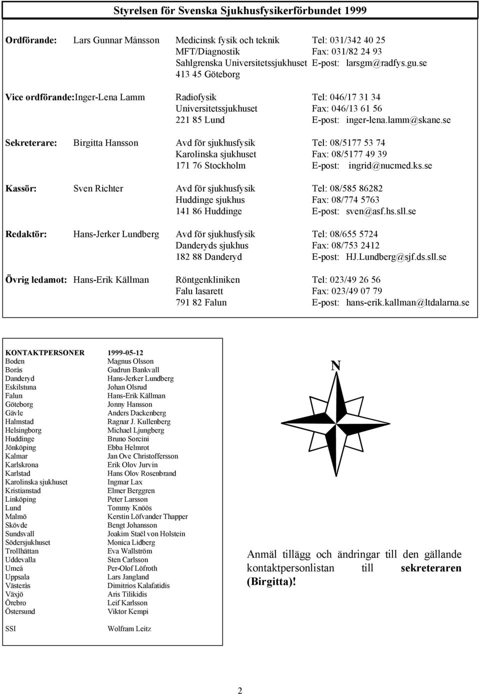 se Sekreterare: Birgitta Hansson Avd för sjukhusfysik Tel: 08/5177 53 74 Karolinska sjukhuset Fax: 08/5177 49 39 171 76 Stockholm E-post: ingrid@nucmed.ks.