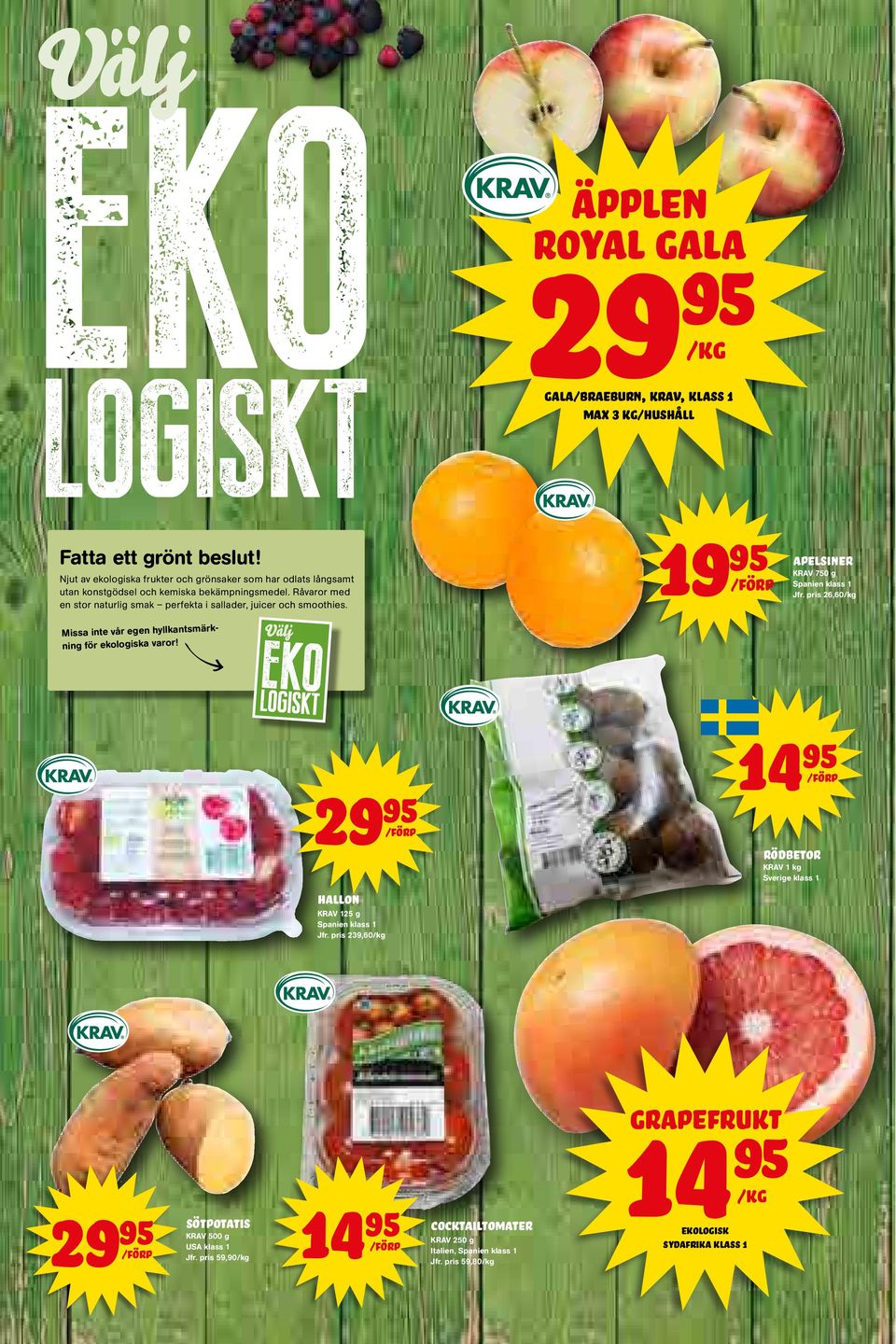 Råvaror med en stor naturlig smak perfekta i sallader, juicer och smoothies. Missa inte vår egen hyllkantsmärkning för ekologiska varor!