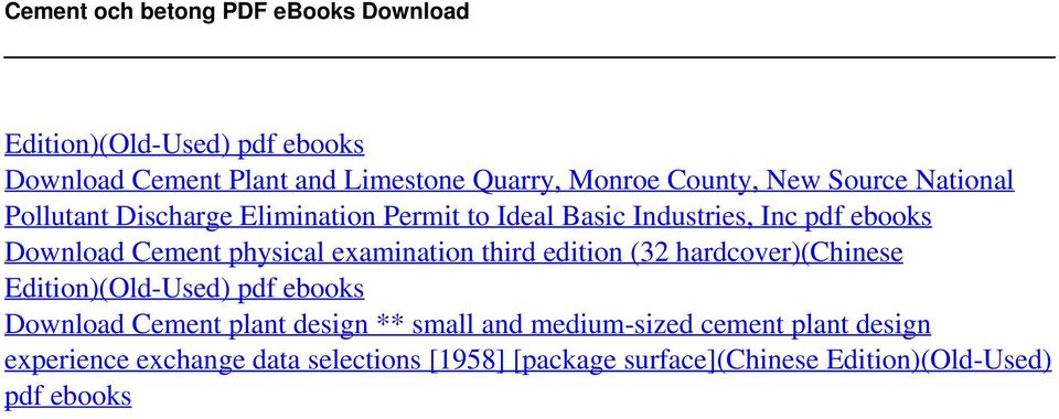 New Source National Pollutant Discharge Elimination Permit to Ideal Basic Industries, Inc pdf ebooks Download Cement physical