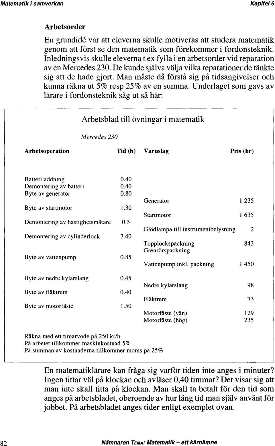 Man måste då förstå sig på tidsangivelser och kunna räkna ut 5% resp 25% av en summa.