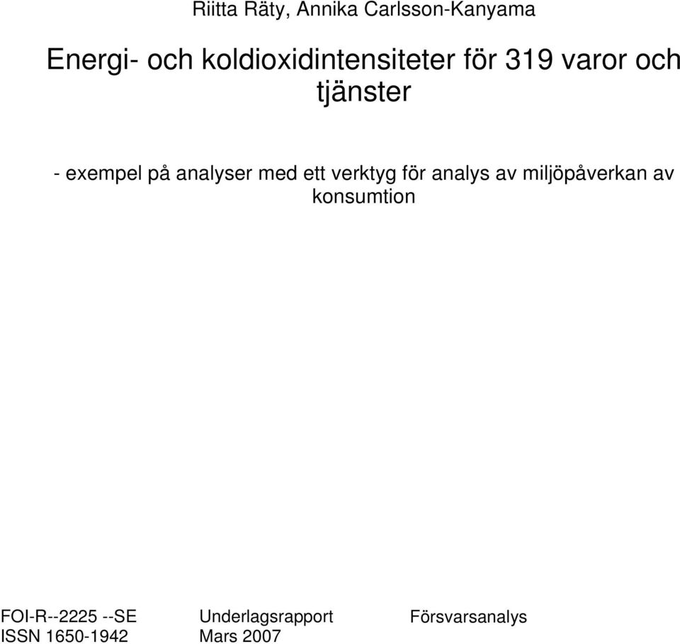 analyser med ett verktyg för analys av miljöpåverkan av