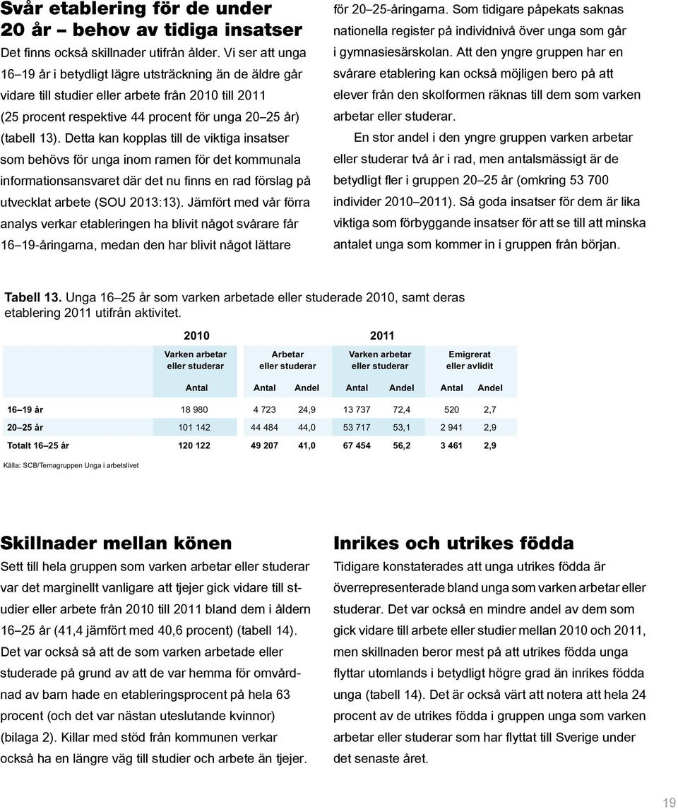 Detta kan kopplas till de viktiga insatser som behövs för unga inom ramen för det kommunala informations ansvaret där det nu finns en rad förslag på utvecklat arbete (SOU 2013:13).