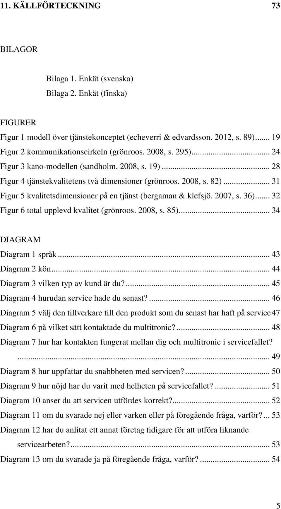 .. 31 Figur 5 kvalitetsdimensioner på en tjänst (bergaman & klefsjö. 2007, s. 36)... 32 Figur 6 total upplevd kvalitet (grönroos. 2008, s. 85)... 34 DIAGRAM Diagram 1 språk... 43 Diagram 2 kön.