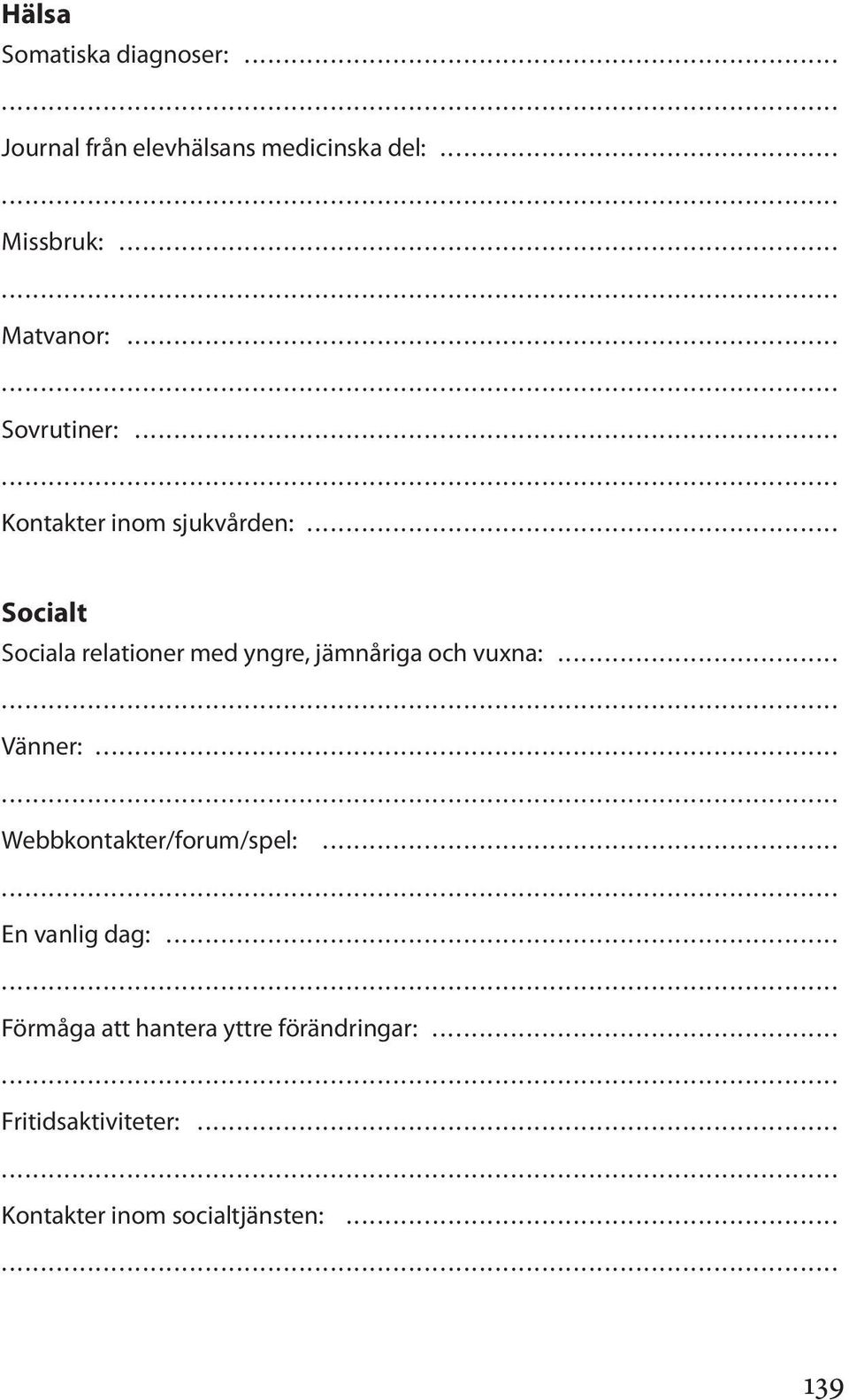 .. Socialt Sociala relationer med yngre, jämnåriga och vuxna:... Vänner:.