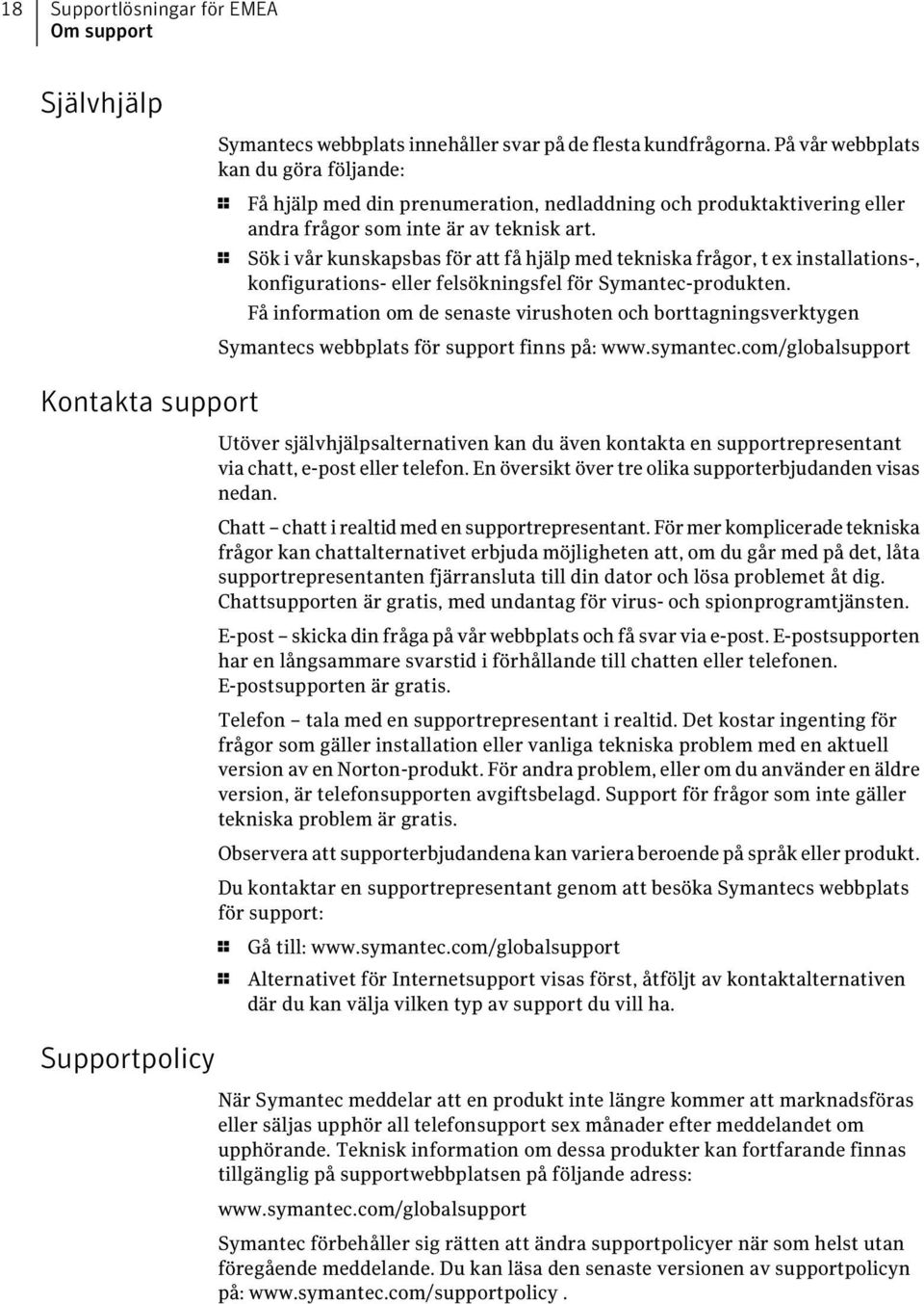 1 Sök i vår kunskapsbas för att få hjälp med tekniska frågor, t ex installations-, konfigurations- eller felsökningsfel för Symantec-produkten.