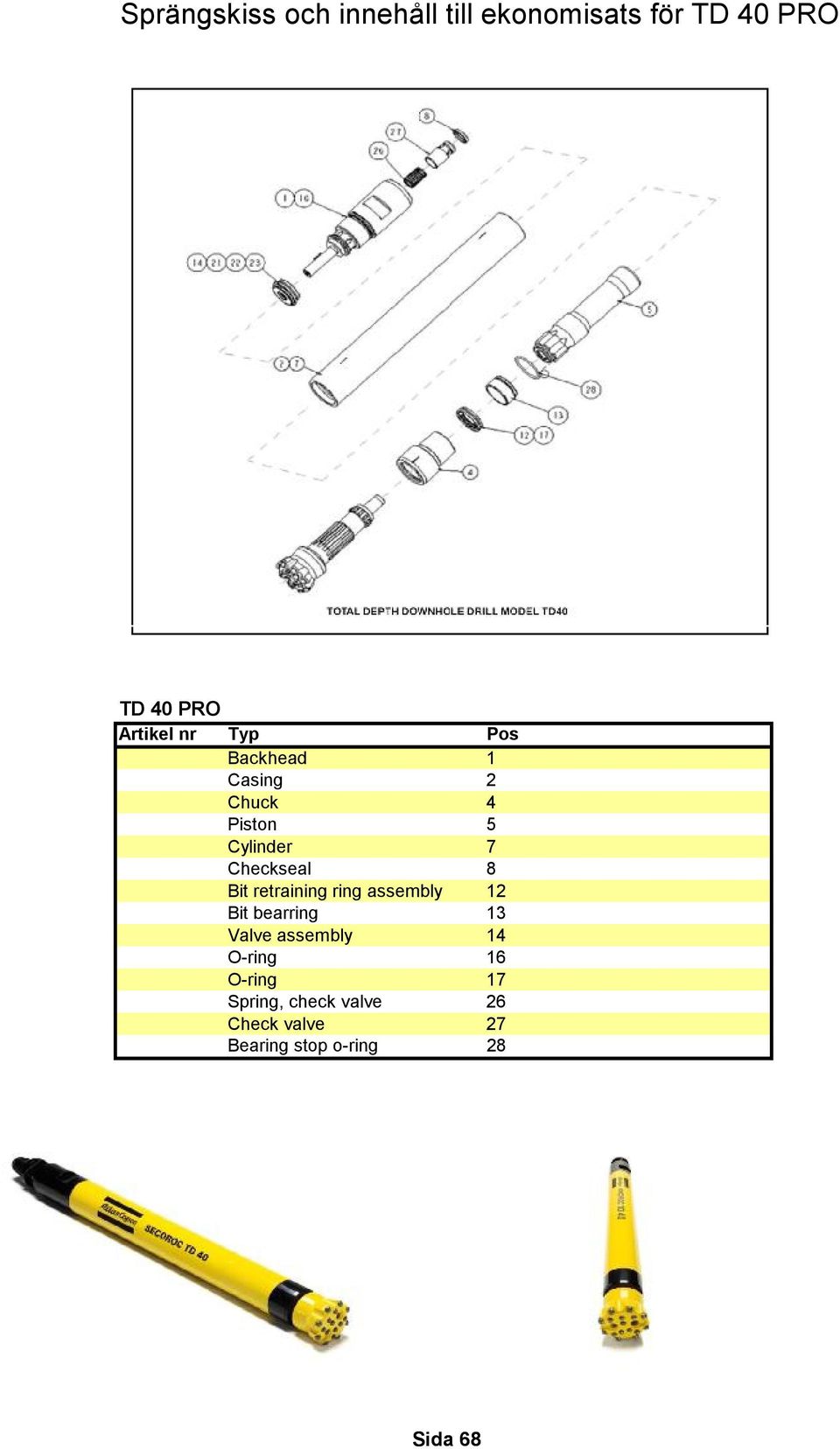 retraining ring assembly 12 Bit bearring 13 Valve assembly 14 O-ring 16