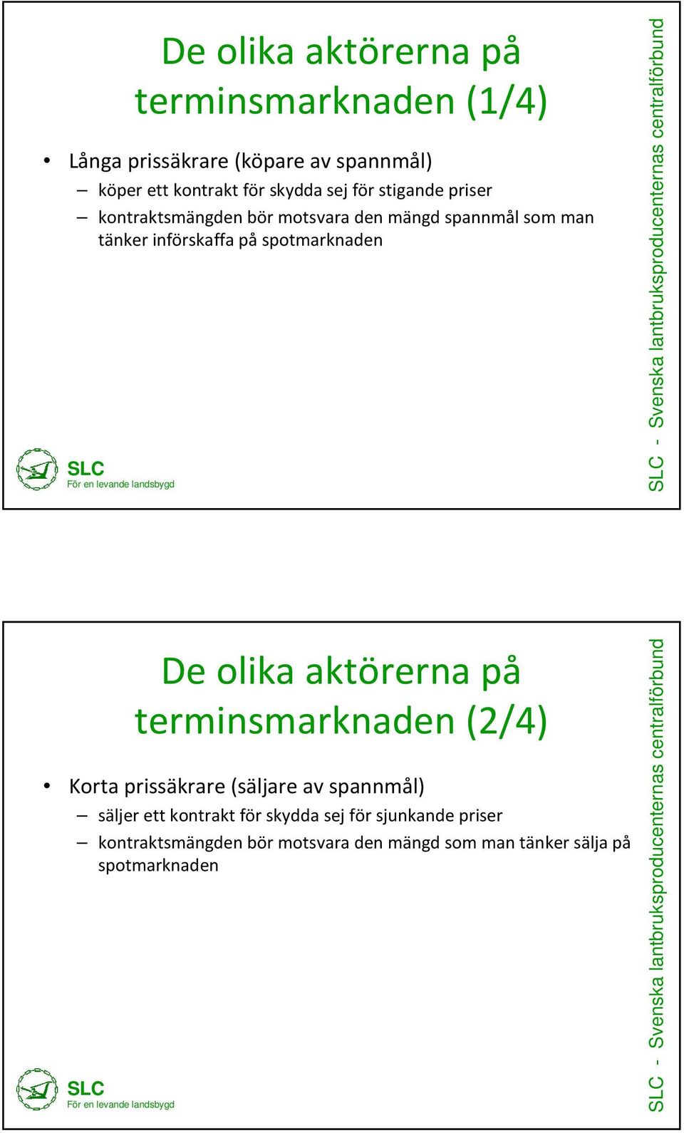 spotmarknaden säljer ett kontrakt för skydda sej för sjunkande priser kontraktsmängden bör motsvara den mängd