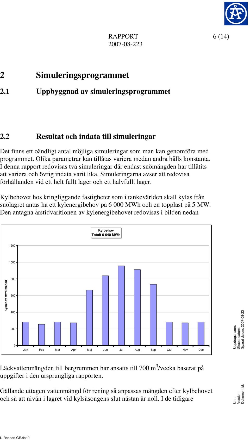 I denna rapport redovisas två simuleringar där endast snömängden har tillåtits att variera och övrig indata varit lika.