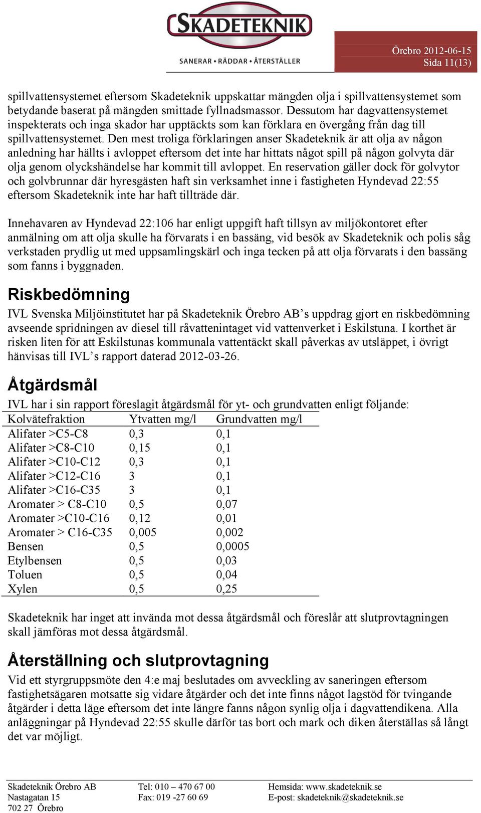 Den mest troliga förklaringen anser Skadeteknik är att olja av någon anledning har hällts i avloppet eftersom det inte har hittats något spill på någon golvyta där olja genom olyckshändelse har