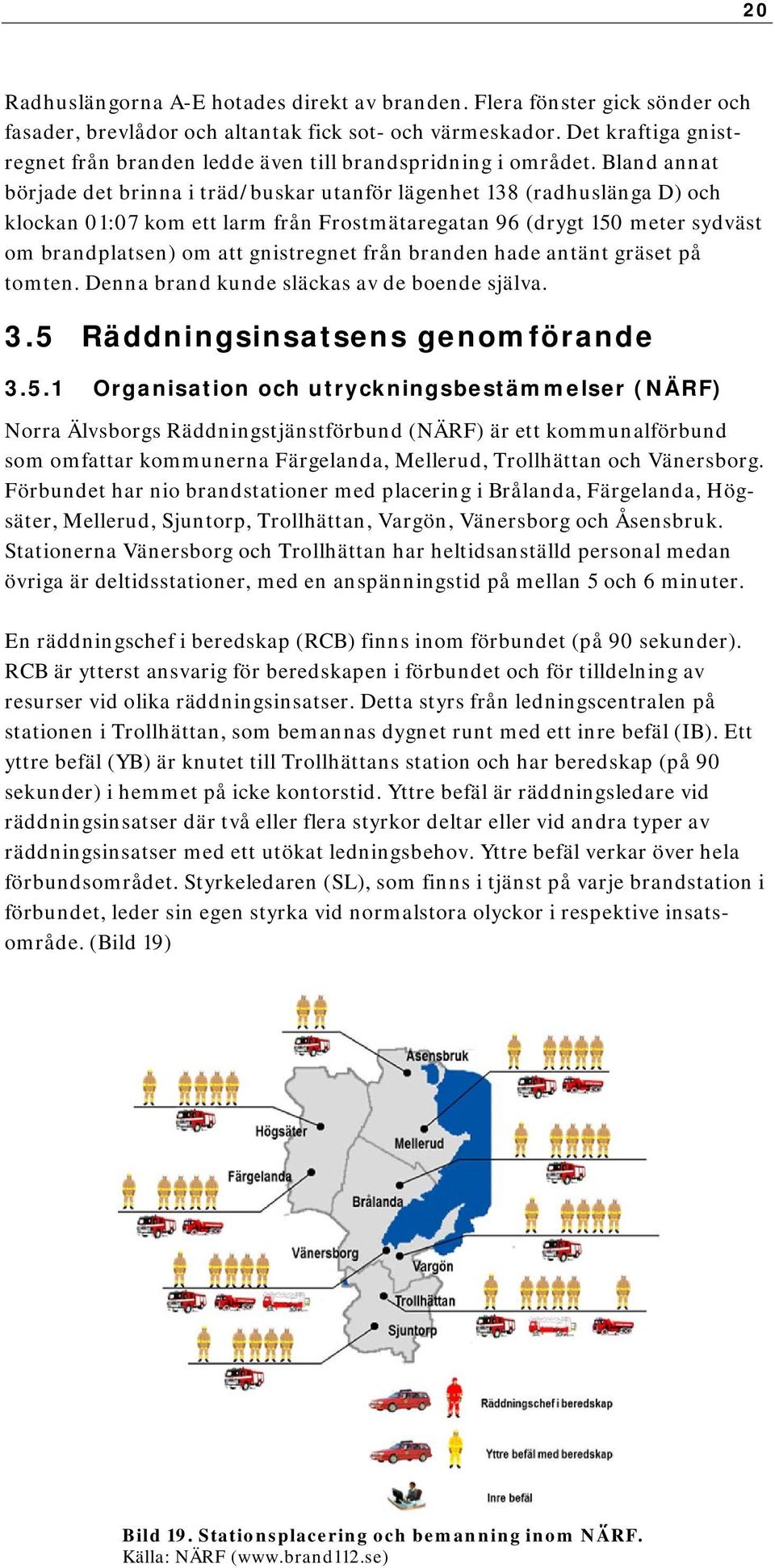 Bland annat började det brinna i träd/buskar utanför lägenhet 138 (radhuslänga D) och klockan 01:07 kom ett larm från Frostmätaregatan 96 (drygt 150 meter sydväst om brandplatsen) om att gnistregnet