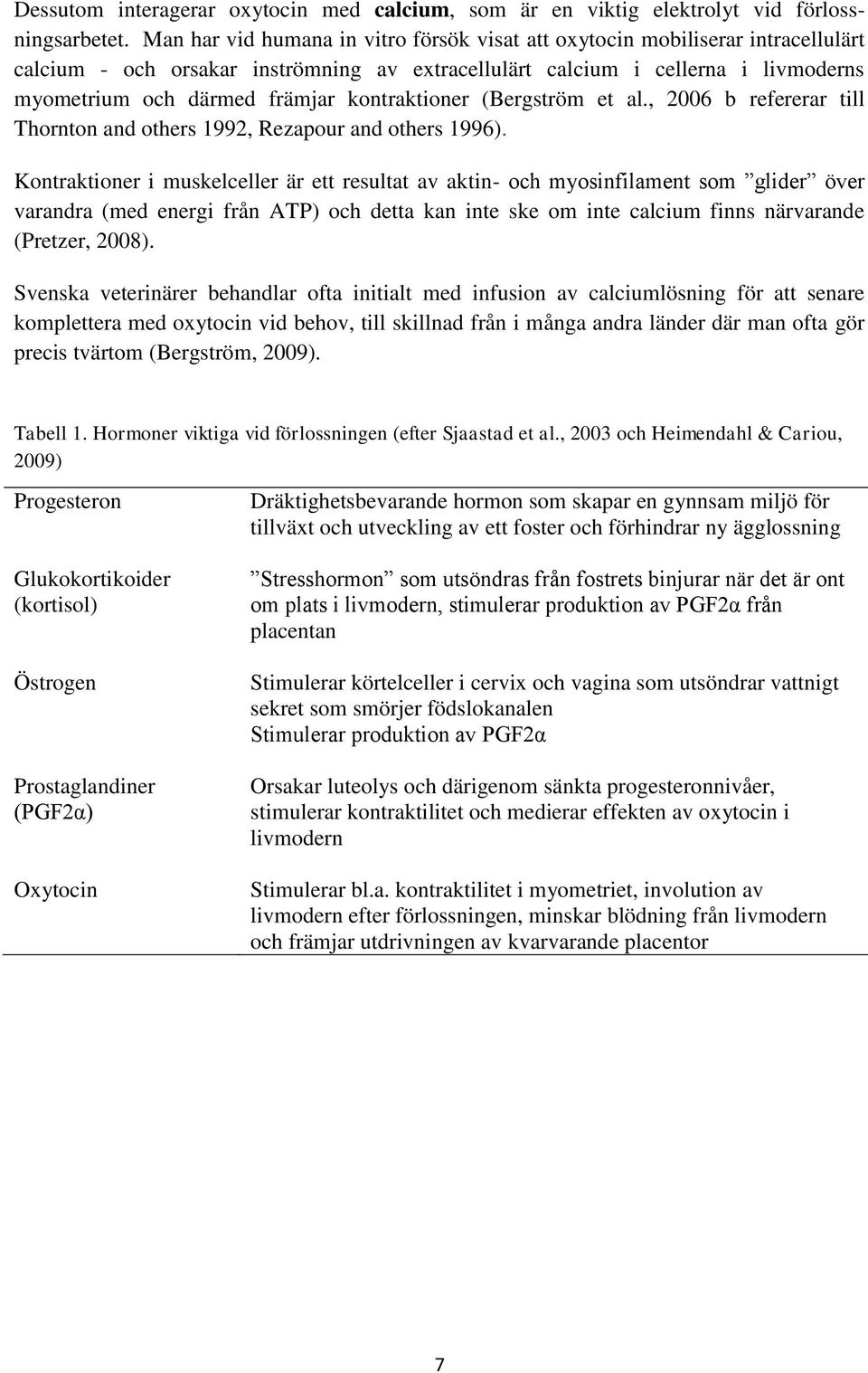 kontraktioner (Bergström et al., 2006 b refererar till Thornton and others 1992, Rezapour and others 1996).