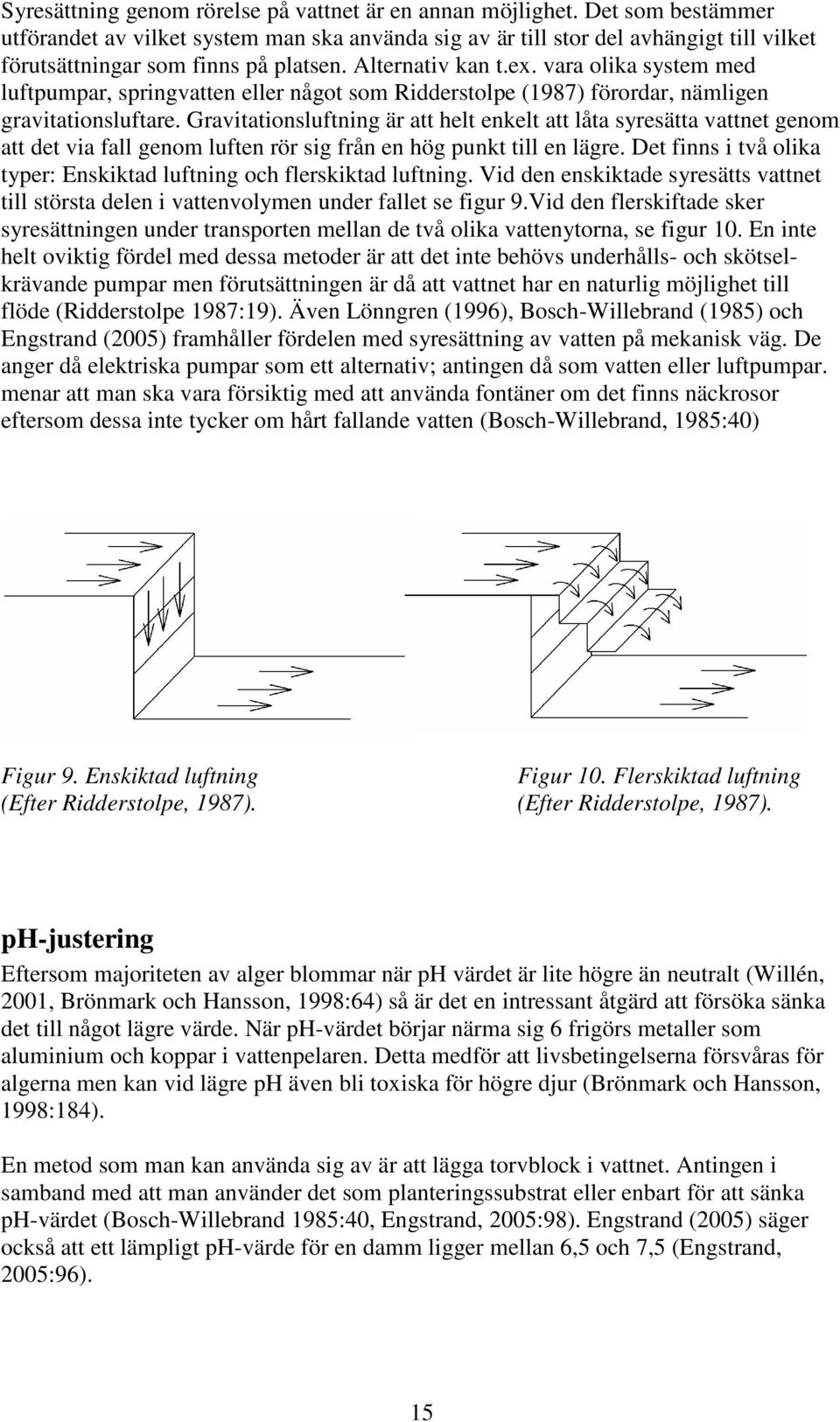 vara olika system med luftpumpar, springvatten eller något som Ridderstolpe (1987) förordar, nämligen gravitationsluftare.