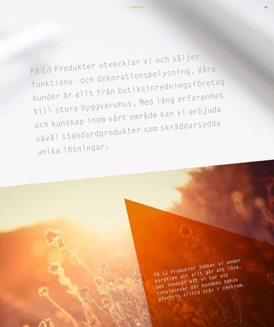 Med lång erfarenhet och kunskap inom vårt område kan vi erbjuda såväl standardprodukter som skräddarsydda