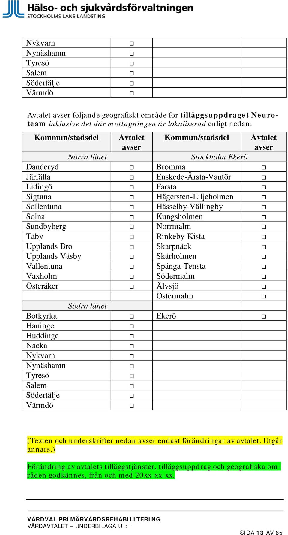 Kungsholmen Sundbyberg Norrmalm Täby Rinkeby-Kista Upplands Bro Skarpnäck Upplands Väsby Skärholmen Vallentuna Spånga-Tensta Vaxholm Södermalm Österåker Älvsjö Östermalm Södra länet Botkyrka Ekerö