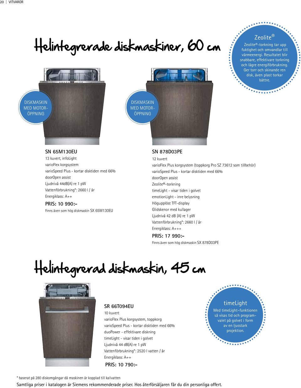 DISKMASKIN MED MOTOR- ÖPPNING DISKMASKIN MED MOTOR- ÖPPNING SN 65M130EU 13 kuvert, infolight varioflex korgsystem variospeed Plus - kortar disktiden med 66% dooropen assist Ljudnivå 44dB(A) re 1 pw