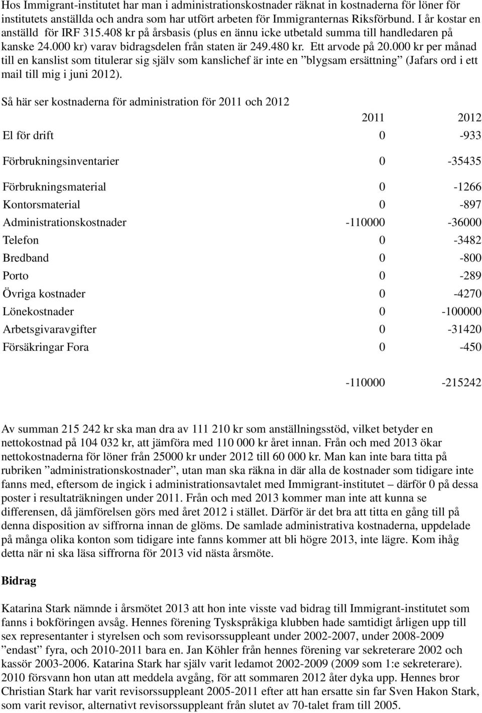 000 kr per månad till en kanslist som titulerar sig själv som kanslichef är inte en blygsam ersättning (Jafars ord i ett mail till mig i juni 2012).