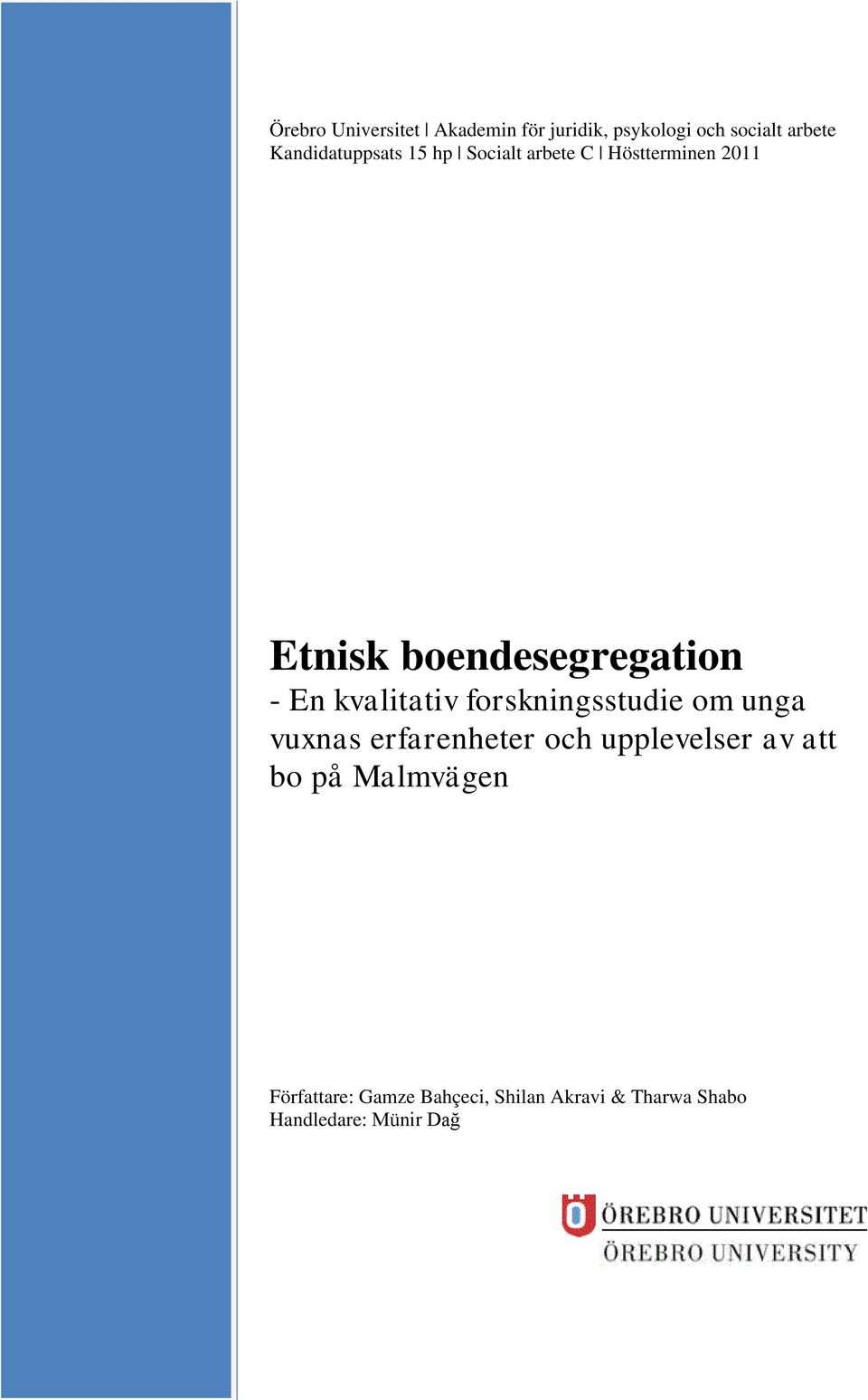 - En kvalitativ forskningsstudie om unga vuxnas erfarenheter och upplevelser av