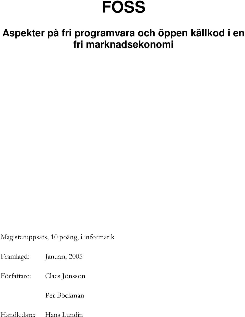 poäng, i informatik Framlagd: Januari, 2005