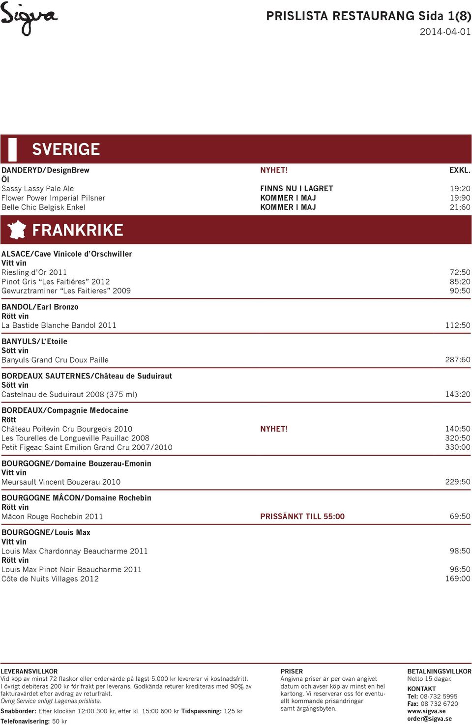 BANDOL/Earl Bronzo La Bastide Blanche Bandol 2011 112:50 BANYULS/L Etoile Banyuls Grand Cru Doux Paille 287:60 BORDEAUX SAUTERNES/Château de Suduiraut Castelnau de Suduiraut 2008 (375 ml) 143:20