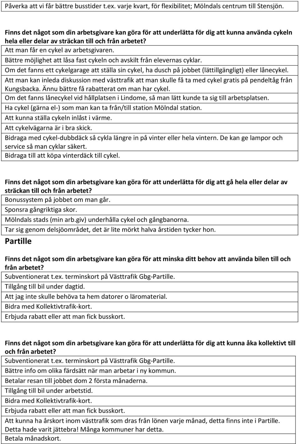 Att man kan inleda diskussion med västtrafik att man skulle få ta med cykel gratis på pendeltåg från Kungsbacka. Ännu bättre få rabatterat om man har cykel.