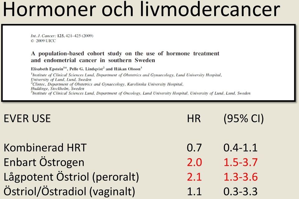 1 Enbart Östrogen 2.0 1.5-3.