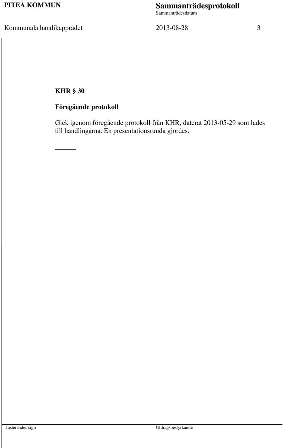 protokoll från KHR, daterat 2013-05-29 som