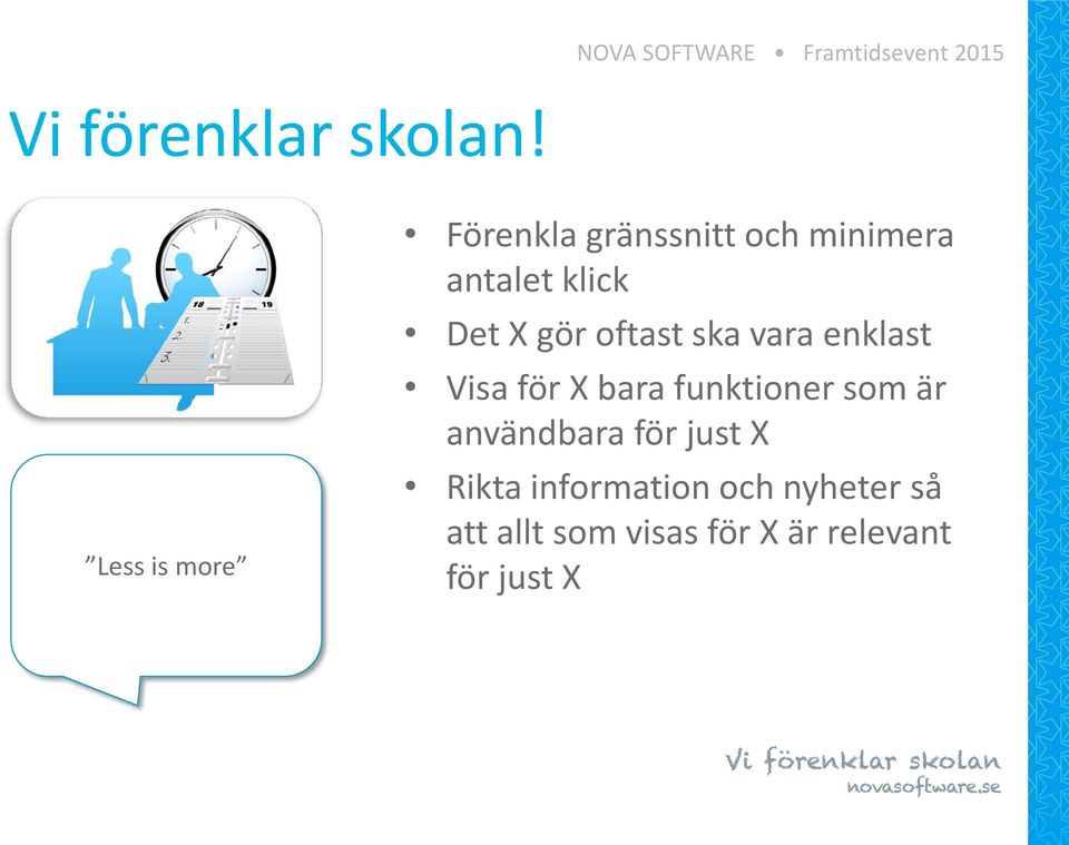 oftast ska vara enklast Visa för X bara funktioner som är användbara