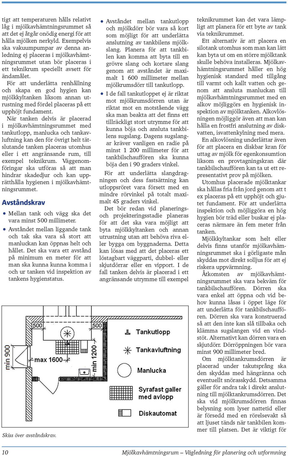 För att underlätta renhållning och skapa en god hygien kan mjölkkyltanken liksom annan utrustning med fördel placeras på ett upphöjt fundament.