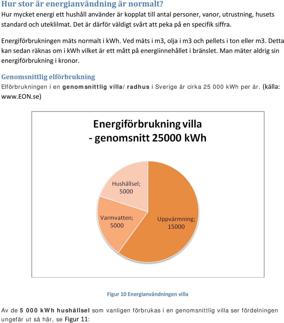 Detta kan sedan räknas om i kwh vilket är ett mått på energiinnehållet i bränslet. Man mäter aldrig sin energiförbrukning i kronor.