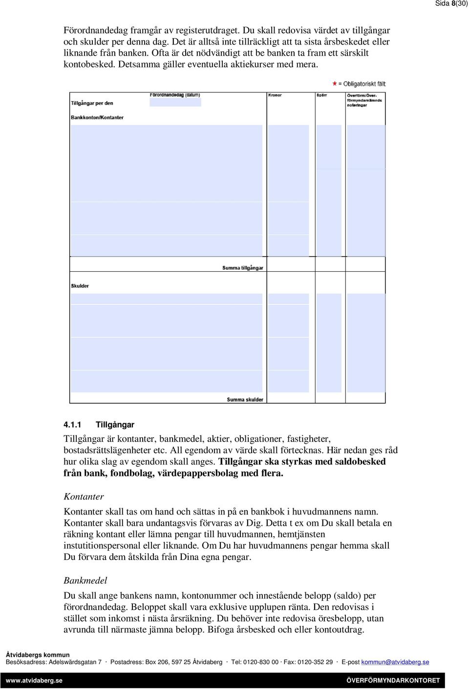 Detsamma gäller eventuella aktiekurser med mera. 4.1.1 Tillgångar Tillgångar är kontanter, bankmedel, aktier, obligationer, fastigheter, bostadsrättslägenheter etc.