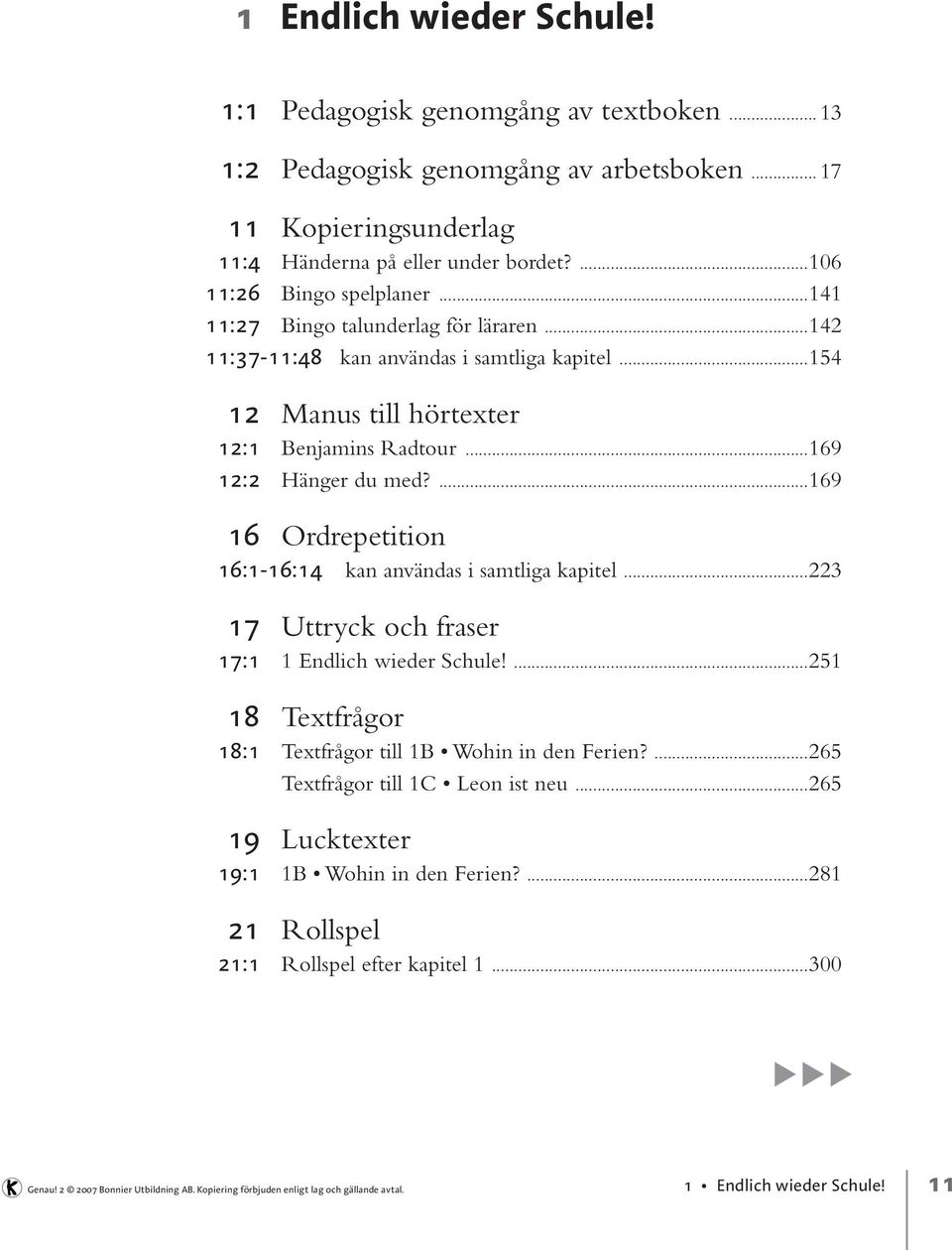 ...169 16 Ordrepetition 16:1-16:14 kan användas i samtliga kapitel...223 17 Uttryck och fraser 17:1 1 Endlich wieder Schule!...251 18 Textfrågor 18:1 Textfrågor till 1B Wohin in den Ferien?