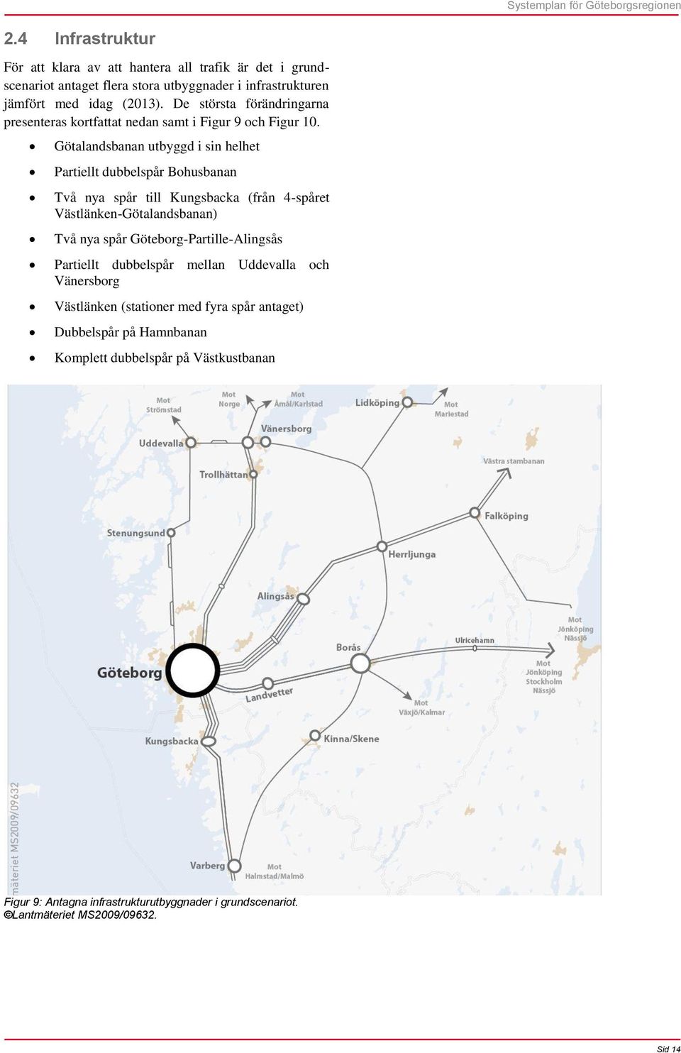 Götalandsbanan utbyggd i sin helhet Partiellt dubbelspår Bohusbanan Två nya spår till Kungsbacka (från 4-spåret Västlänken-Götalandsbanan) Två nya spår