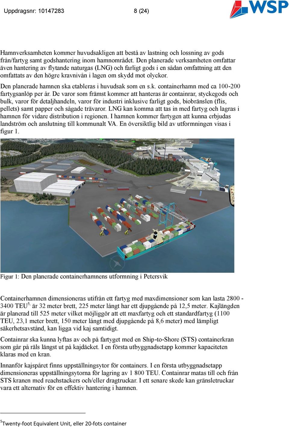 Den planerade hamnen ska etableras i huvudsak som en s.k. containerhamn med ca 100-200 fartygsanlöp per år.