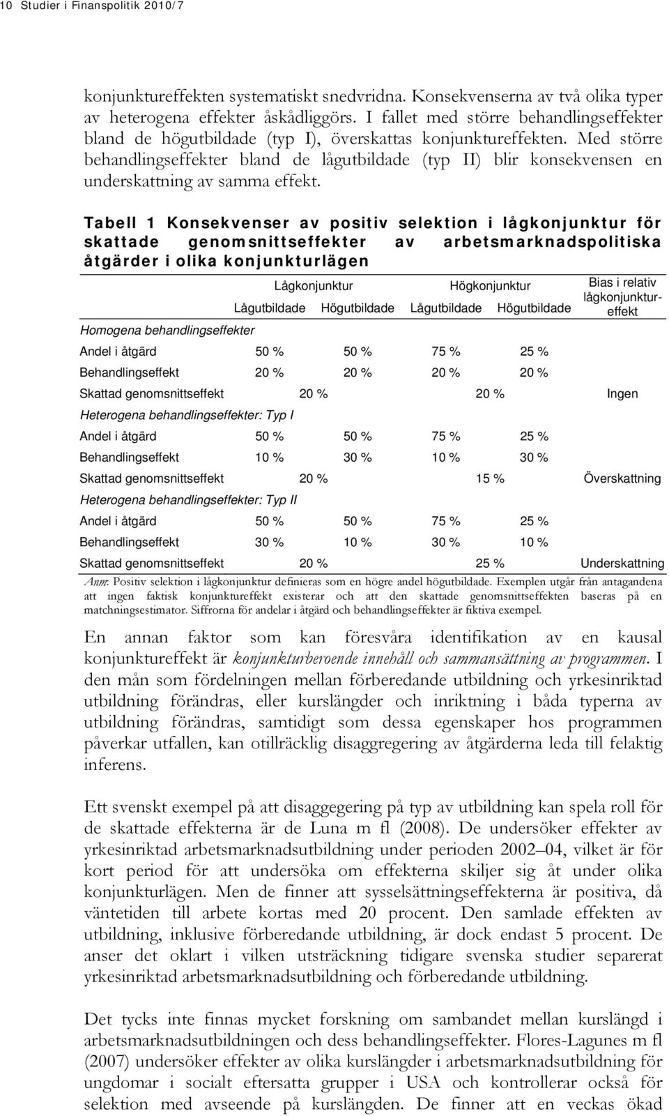 Med större behandlingseffekter bland de lågutbildade (typ II) blir konsekvensen en underskattning av samma effekt.