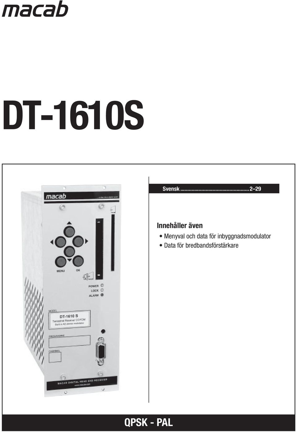 Menyval och data för