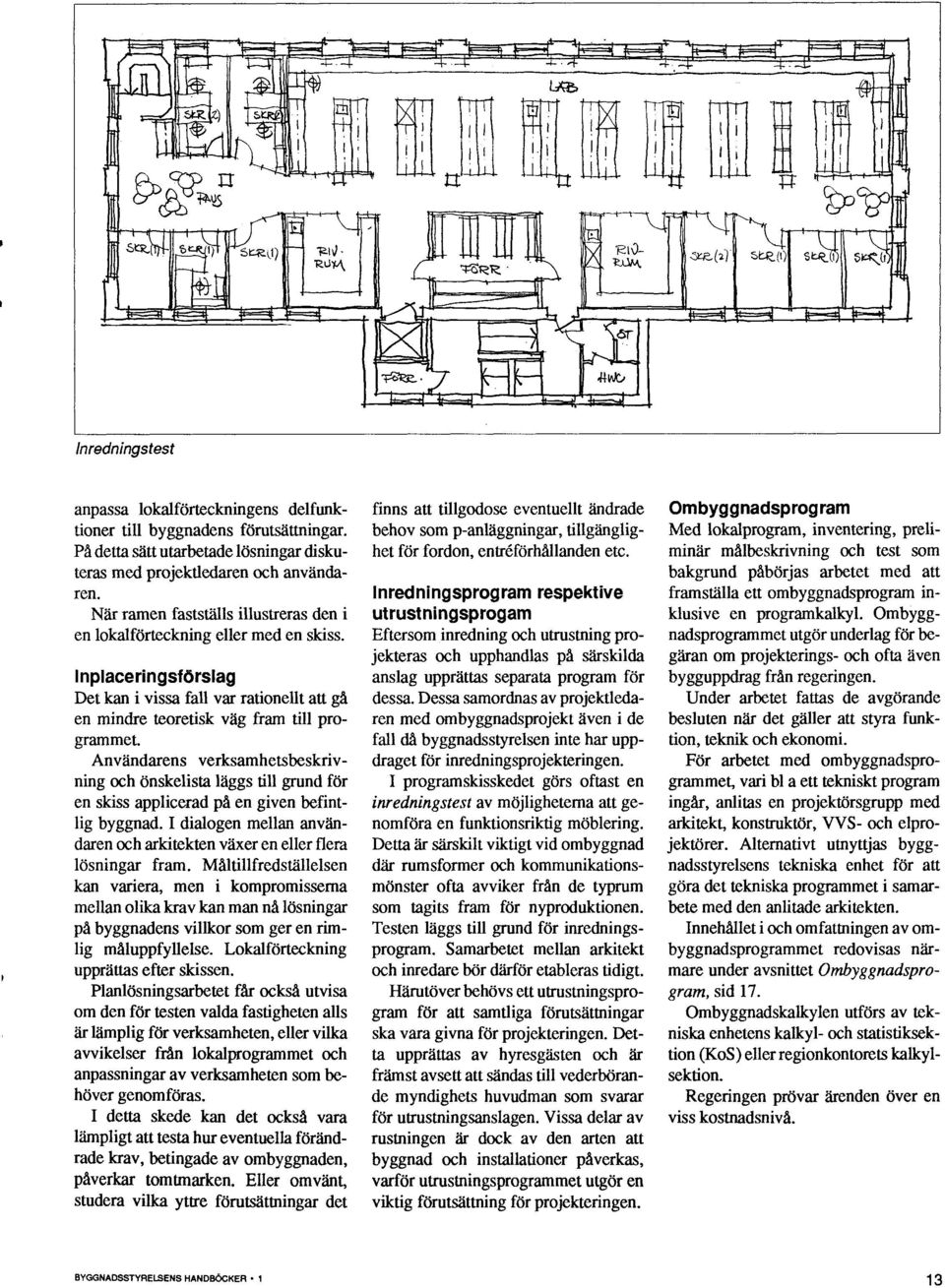 Användarens verksamhetsbeskrivning och önskelista läggs till grund för en skiss applicerad på en given befintlig byggnad.