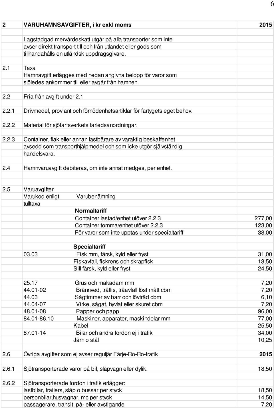 2.2.2 Material för sjöfartsverkets farledsanordningar. 2.2.3 Container, flak eller annan lastbärare av varaktig beskaffenhet avsedd som transporthjälpmedel och som icke utgör självständig handelsvara.