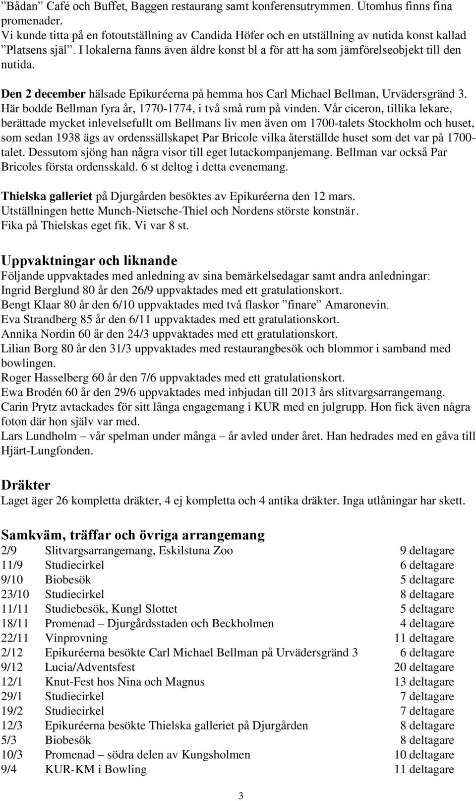 Den 2 december hälsade Epikuréerna på hemma hos Carl Michael Bellman, Urvädersgränd 3. Här bodde Bellman fyra år, 1770-1774, i två små rum på vinden.