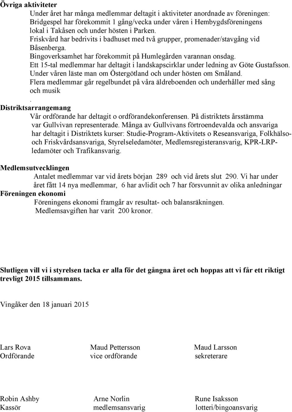 Ett 15-tal medlemmar har deltagit i landskapscirklar under ledning av Göte Gustafsson. Under våren läste man om Östergötland och under hösten om Småland.