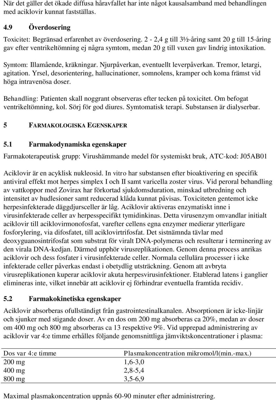 Njurpåverkan, eventuellt leverpåverkan. Tremor, letargi, agitation. Yrsel, desorientering, hallucinationer, somnolens, kramper och koma främst vid höga intravenösa doser.